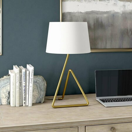 HUDSON & CANAL 22 in. Cora Metal Table Lamp with Fabric Shade, Brushed Brass TL1731
